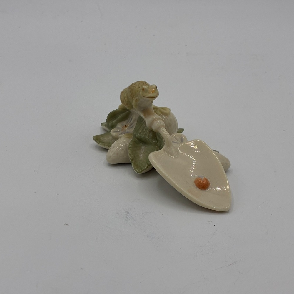 Lenox Secret Garden Frog Trowel Figurine Porcelain Gold Trim Retired